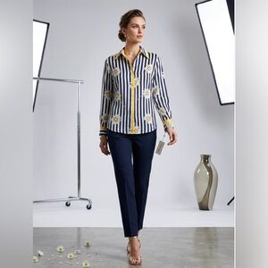 Starington Vintage Daisy Striped Silk Blouse – 70s Boho Chic!